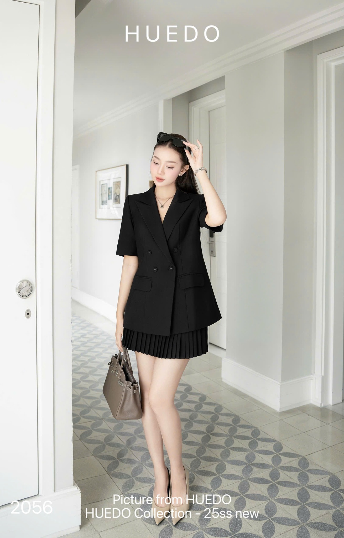 [CÓ SẴN] Set áo blazer chân váy xếp ly mini ( ĐEN )