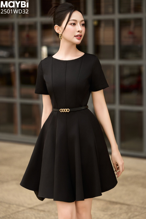 Đầm xòe cotton thái tay ngắn dáng mini