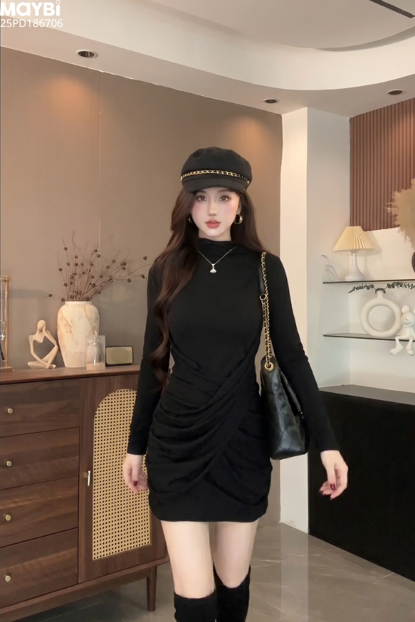 Đầm thun ôm body đắp kiểu