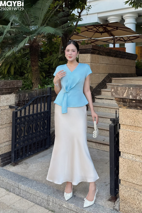 Áo kiểu nữ đắp tà lụa
