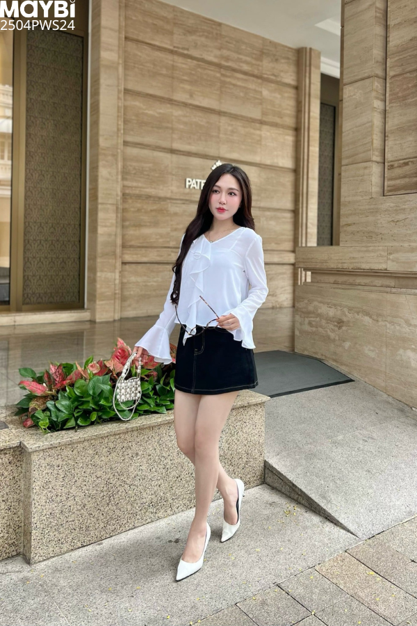 Chân váy chữ A jean đen dáng mini