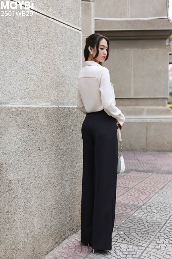 Quần culottes ống suông xếp ly cotton lạnh