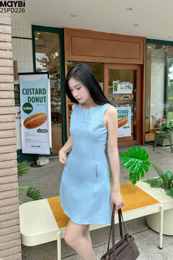 Đầm jean form A dáng mini