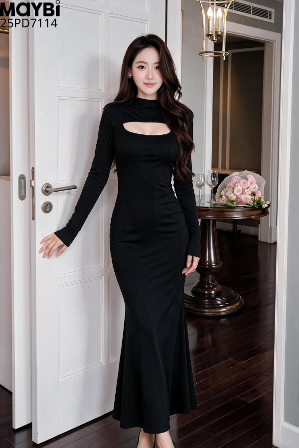Đầm ôm midi dài tay
