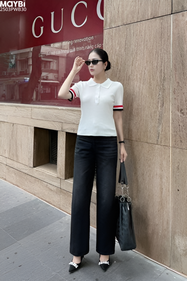 Quần jean ống suông wash đen khói bạc