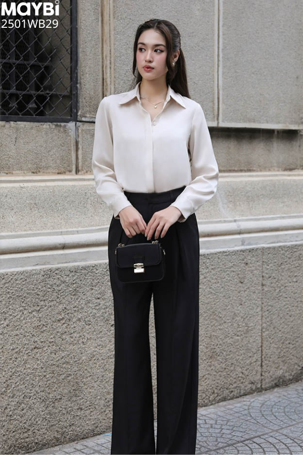 Quần culottes ống suông xếp ly cotton lạnh