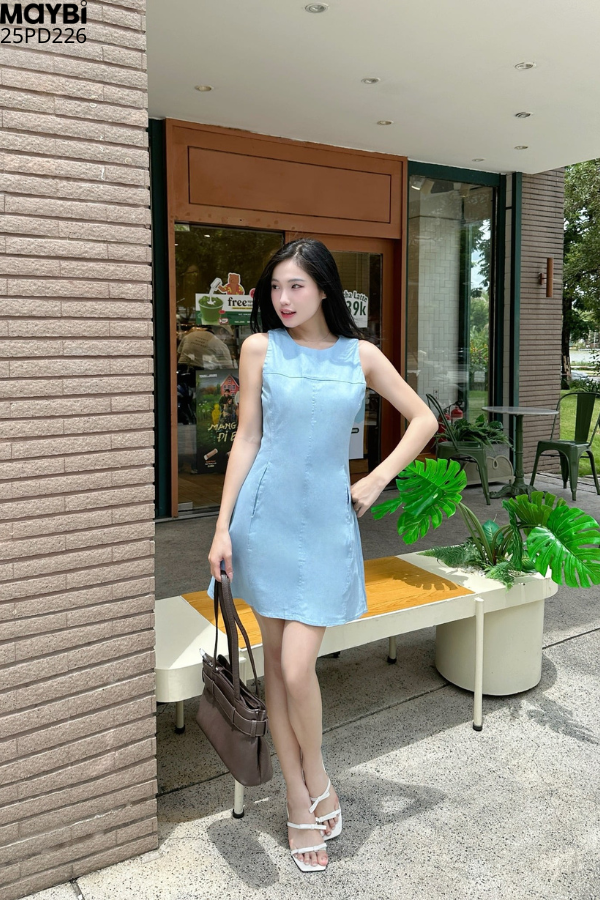 Đầm jean form A dáng mini