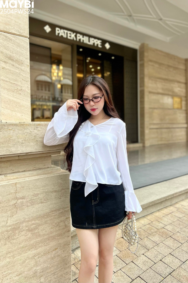 Chân váy chữ A jean đen dáng mini