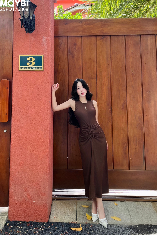 Đầm midi eo nhún kiểu