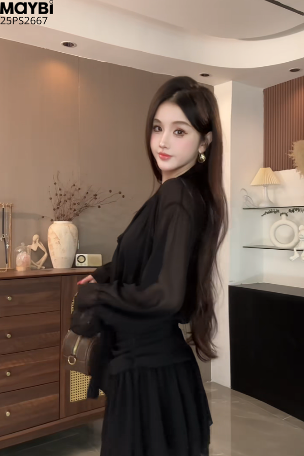 Đầm kiểu áo sơ mi chân váy xòe mini