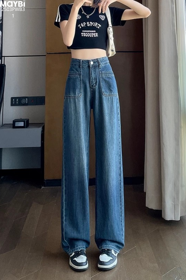 Quần jean ống suông túi trước