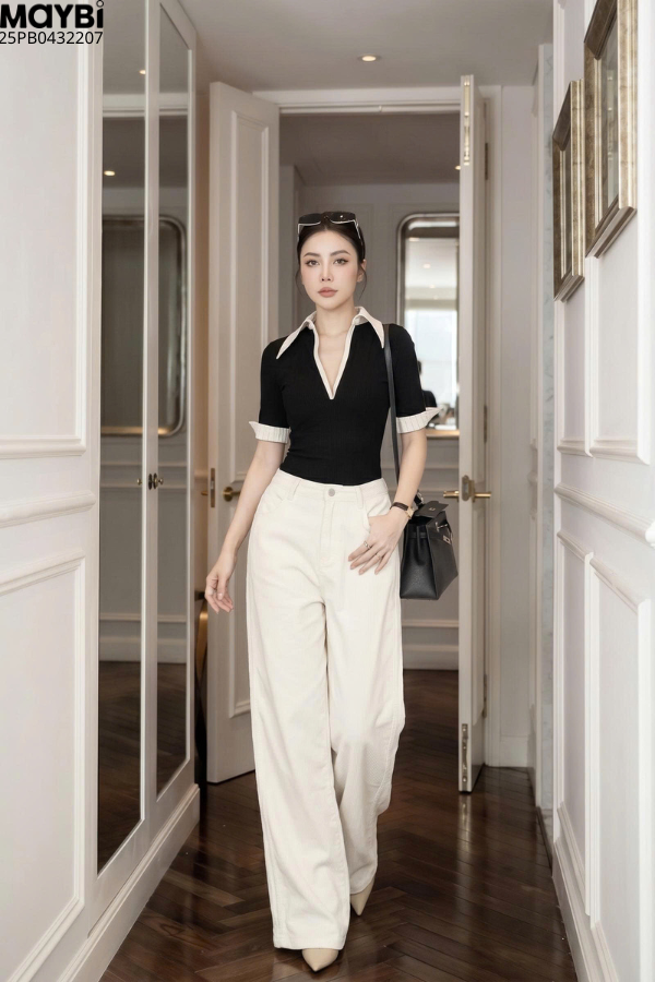 Quần kaki suông trắng