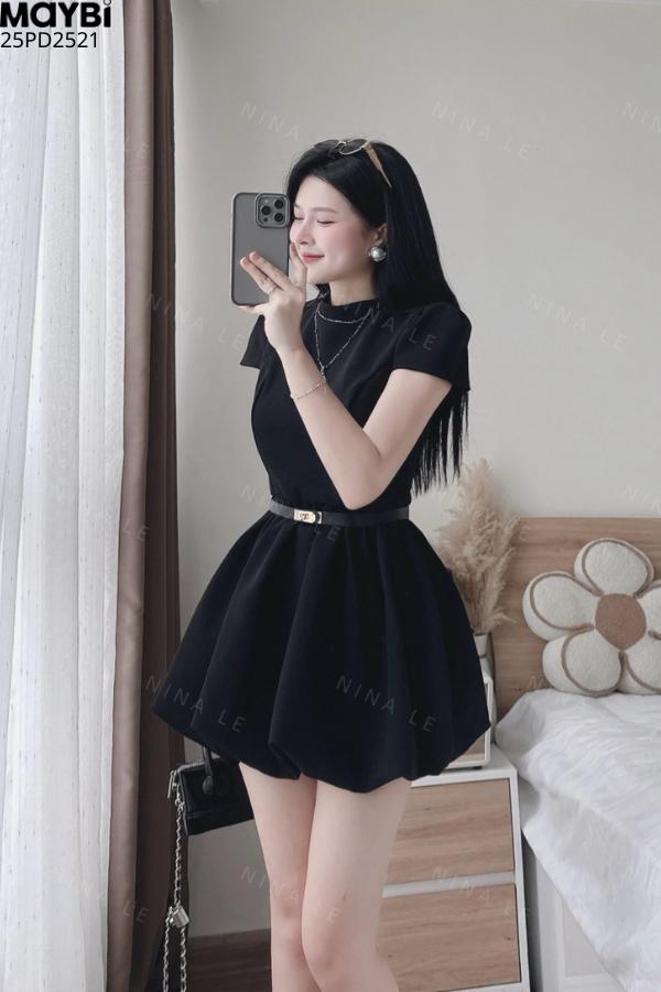 Đầm bí ngắn tay dáng mini
