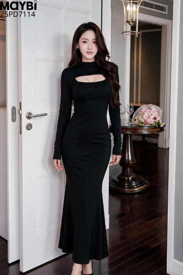 Đầm ôm midi dài tay