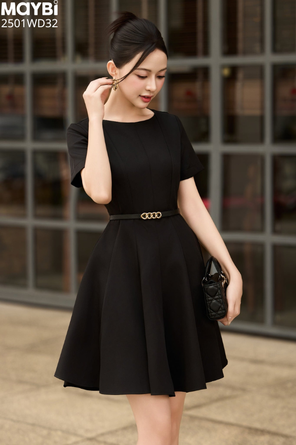 Đầm xòe cotton thái tay ngắn dáng mini