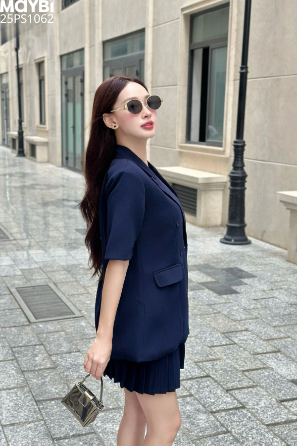 Set áo blazer chân váy xếp ly mini