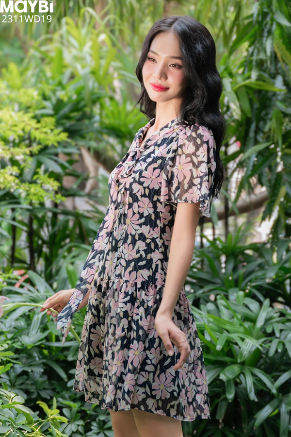 Đầm mini xòe voan nhún