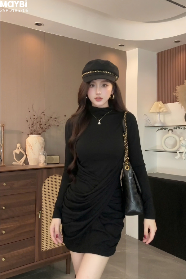 Đầm thun ôm body đắp kiểu