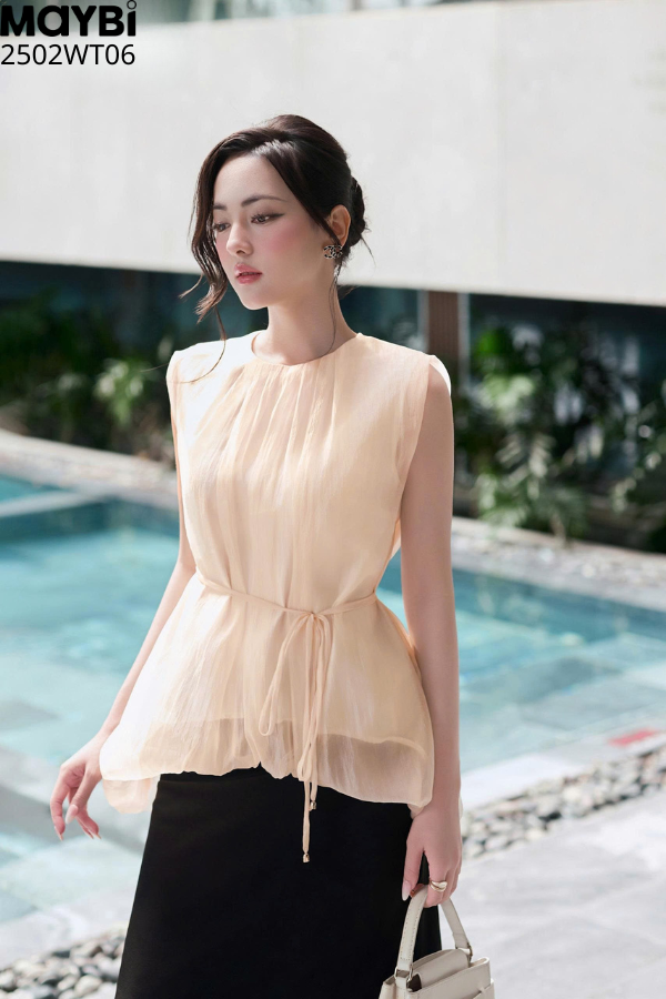 Áo kiểu form rộng tơ óng tùng bí