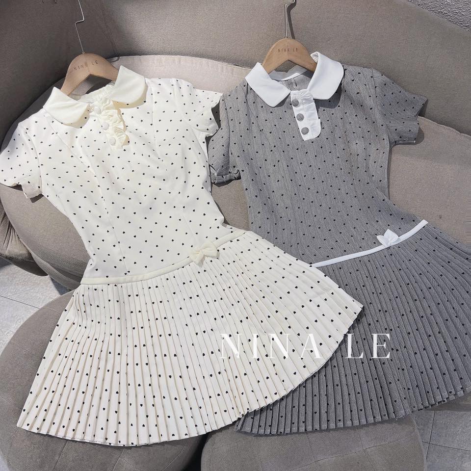 Đầm chấm bi xếp ly dáng mini