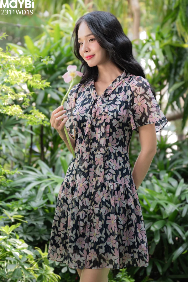 Đầm mini xòe voan nhún