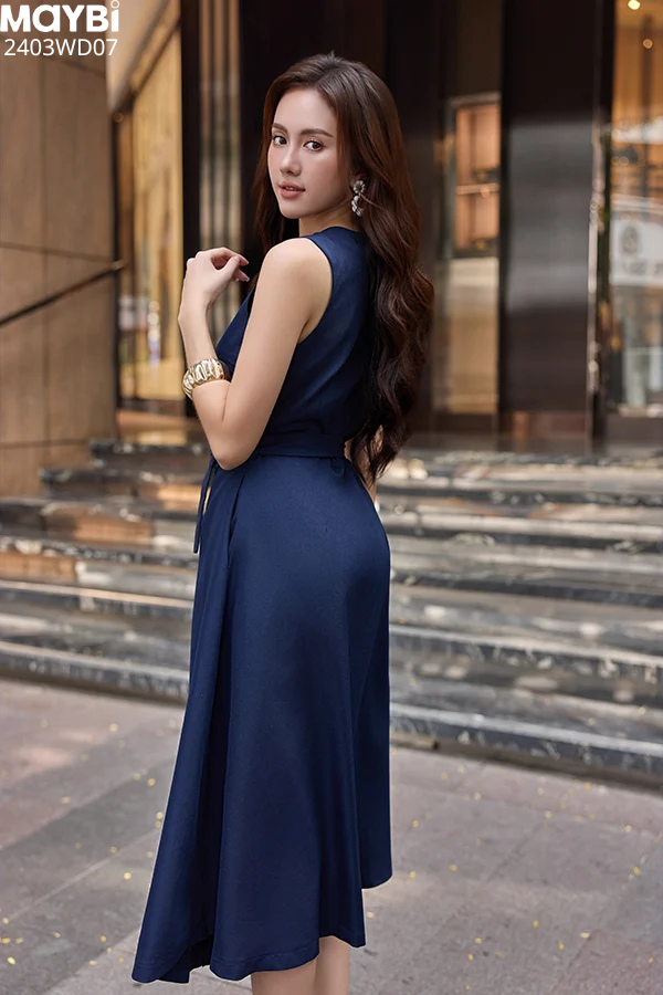 Đầm midi cotton lạnh sát nách