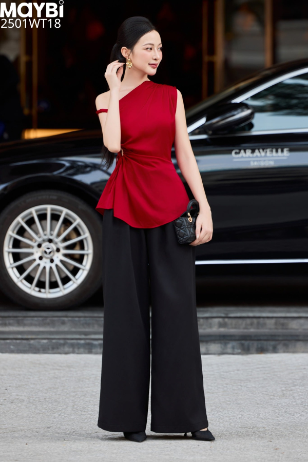 Áo peplum rút nhún eo lụa dony