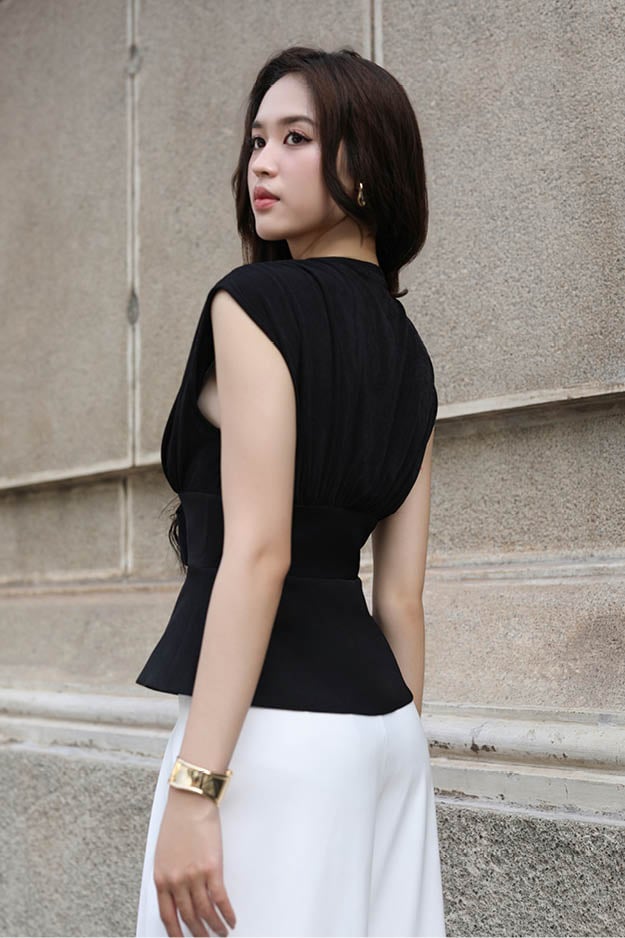 Áo peplum thun ướt đắp nhún kiểu