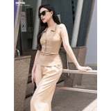 Áo gile nữ Maybi 2 lớp cổ V đứng form thiết kê, áo vest ôm eo tay sát nách tôn dáng nhung hàn cổ bẻ vải cao cấp