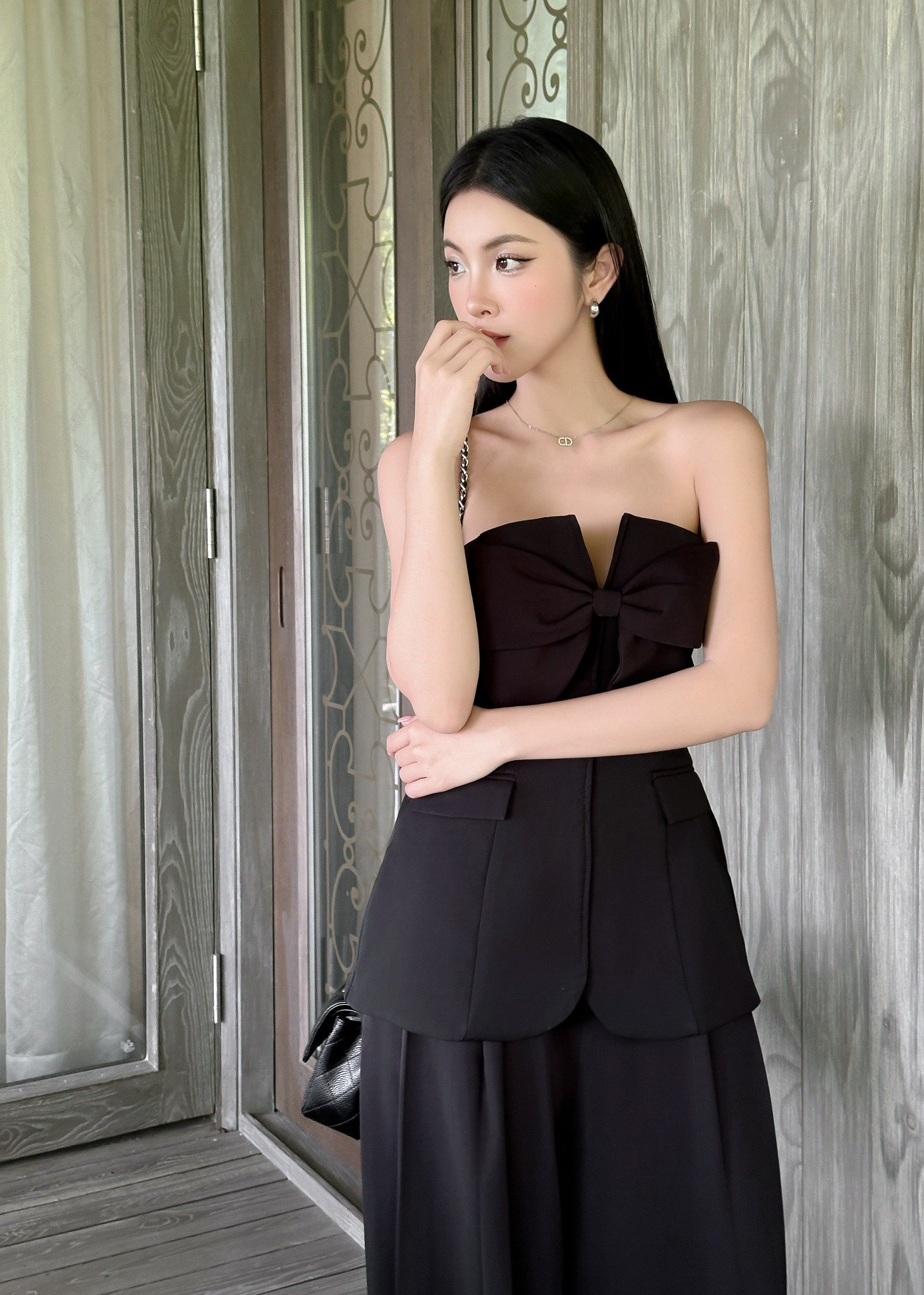 Set áo cúp ngực quần ống suông