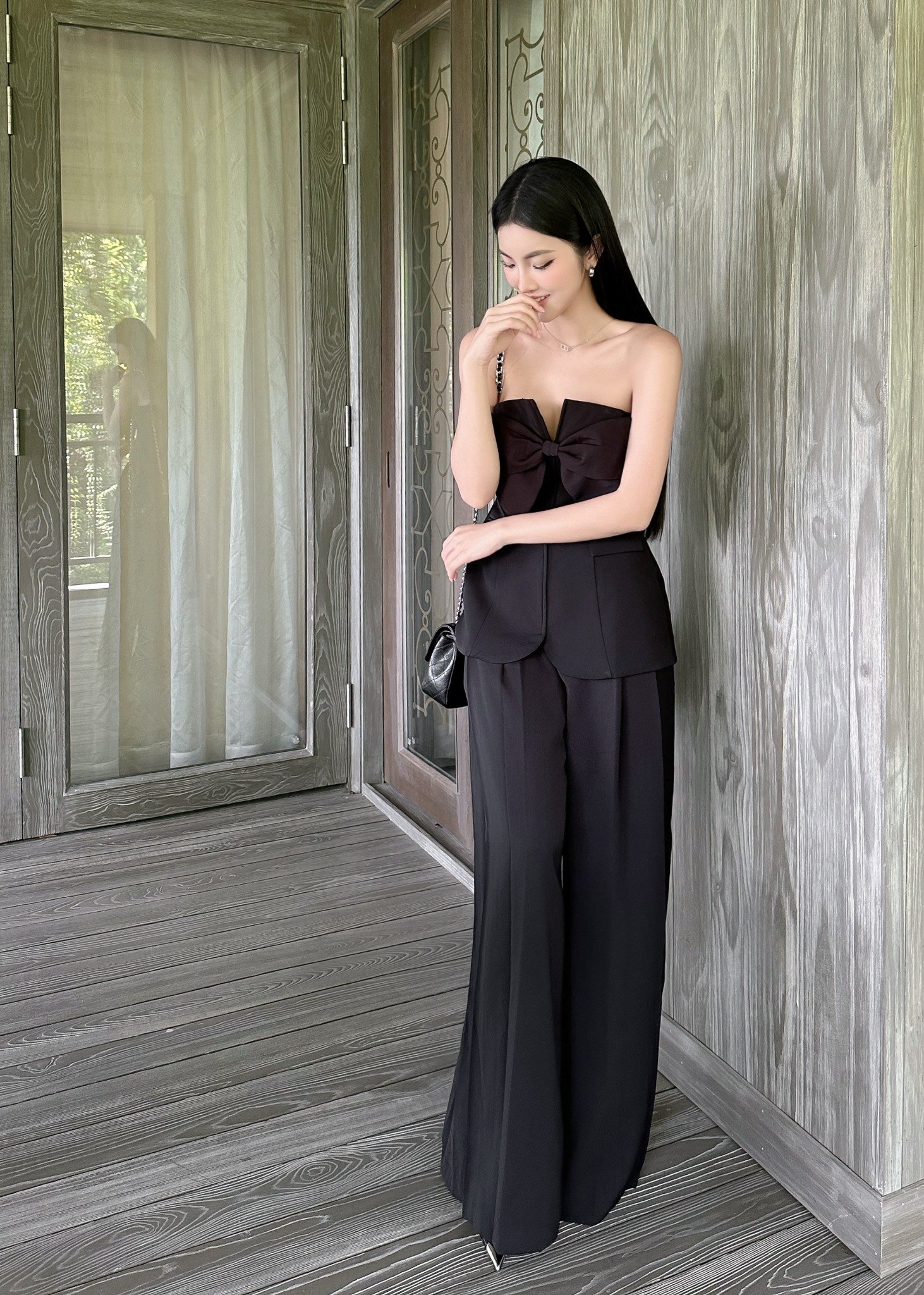 Set áo cúp ngực quần ống suông