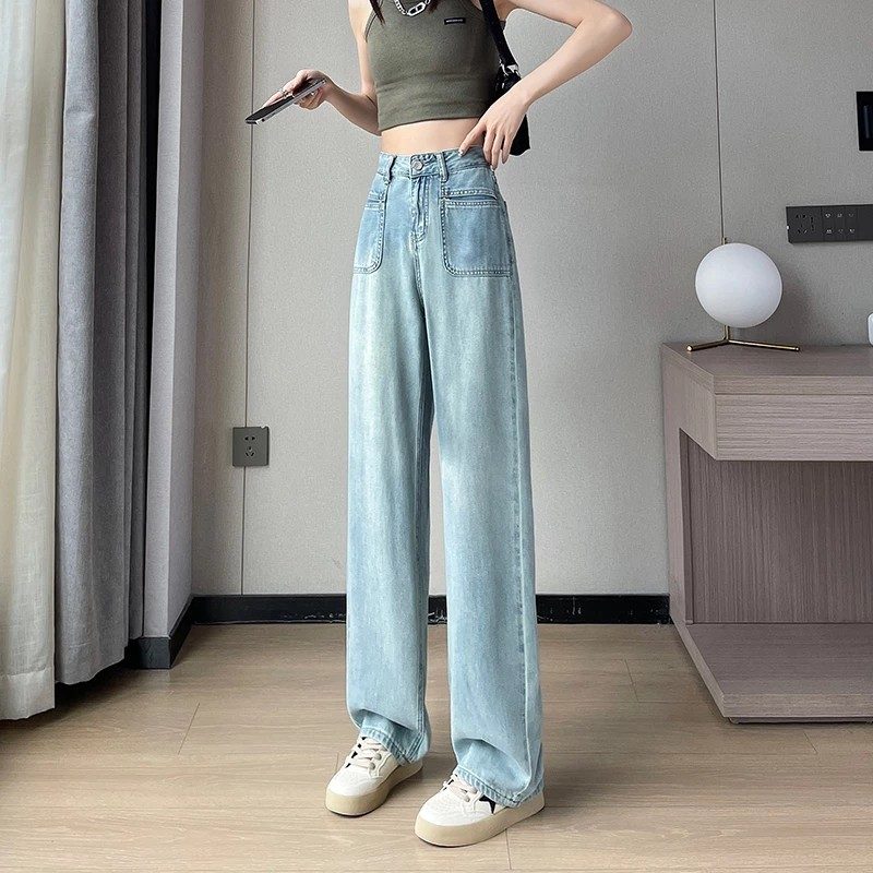 Quần jean ống suông túi trước