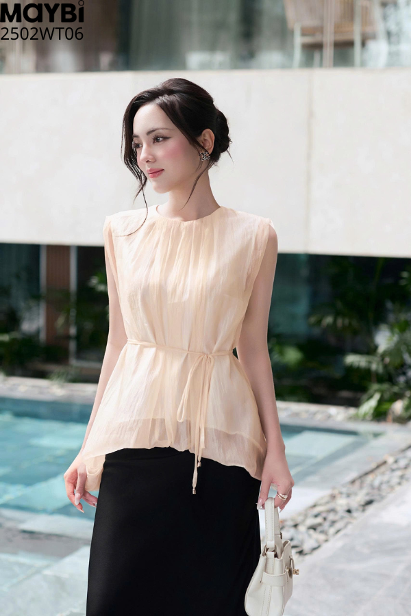 Áo kiểu form rộng tơ óng tùng bí