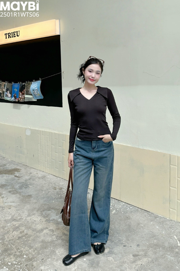 Áo cổ V thun tăm