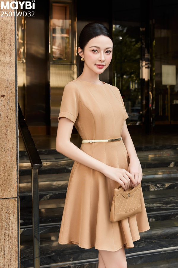 Đầm xòe cotton thái tay ngắn dáng mini