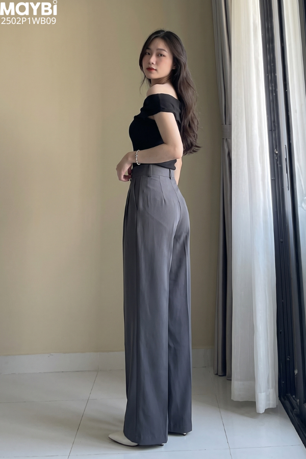 Quần culottes ống suông gold nhật cạp cao