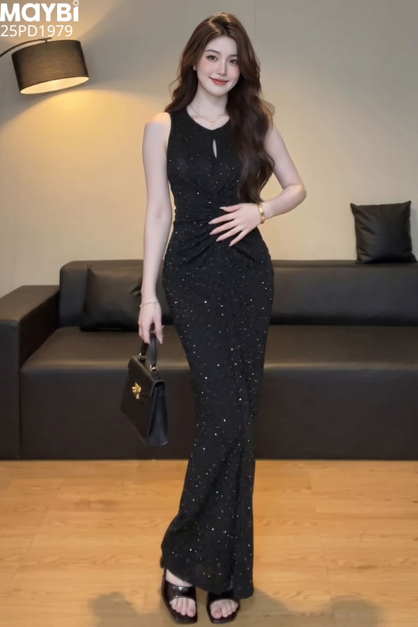 Đầm ôm eo nhún kiểu dáng maxi