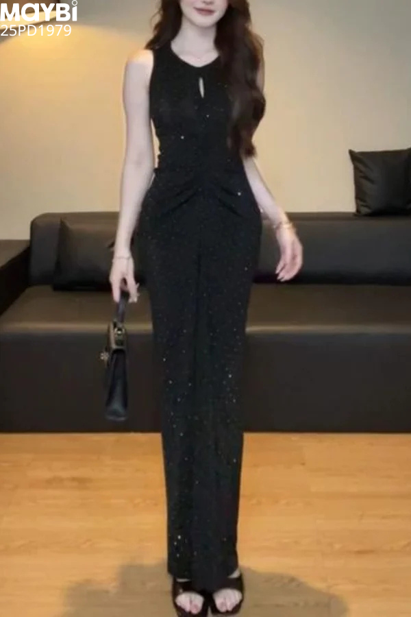 Đầm ôm eo nhún kiểu dáng maxi