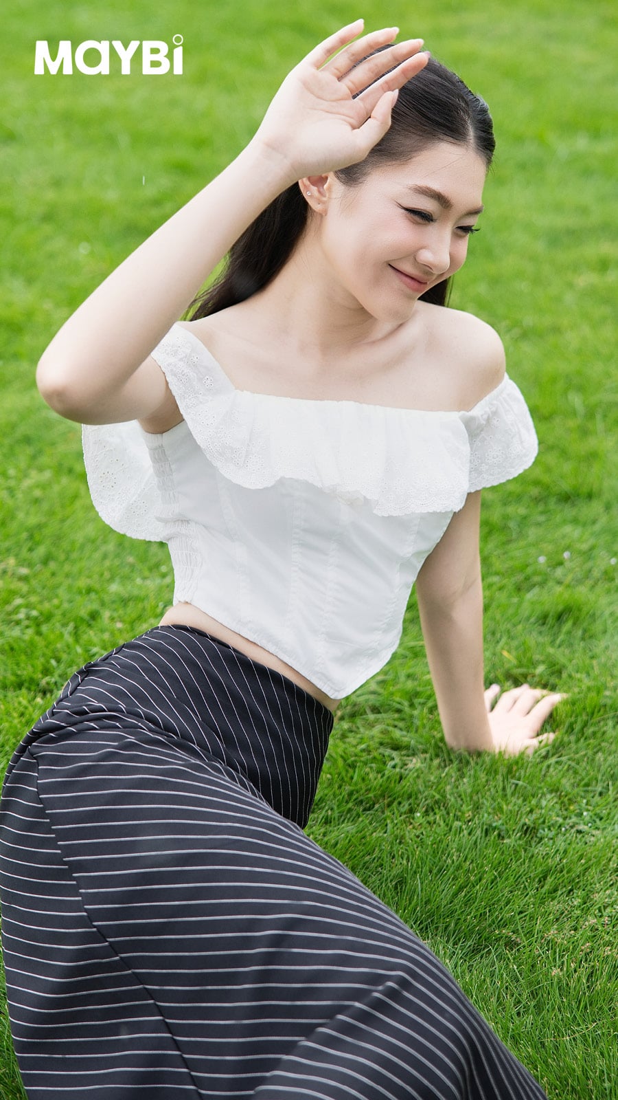 Áo Corset Bẹt Vai Nhún Bèo Nữ Maybi - Thiết Kế Ôm Eo Thanh Lịch