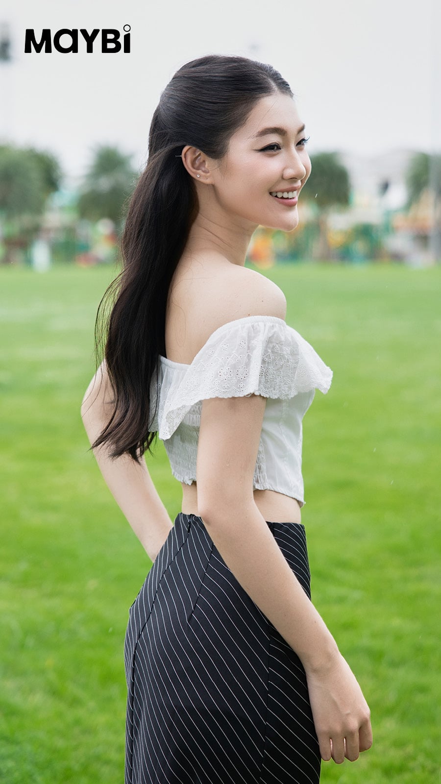 Áo Corset Bẹt Vai Nhún Bèo Nữ Maybi - Thiết Kế Ôm Eo Thanh Lịch