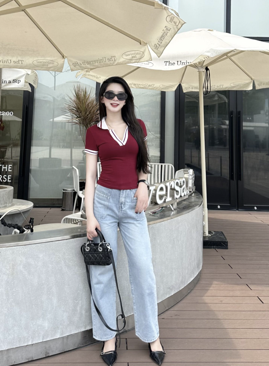 Quần jean ống suông túi trước