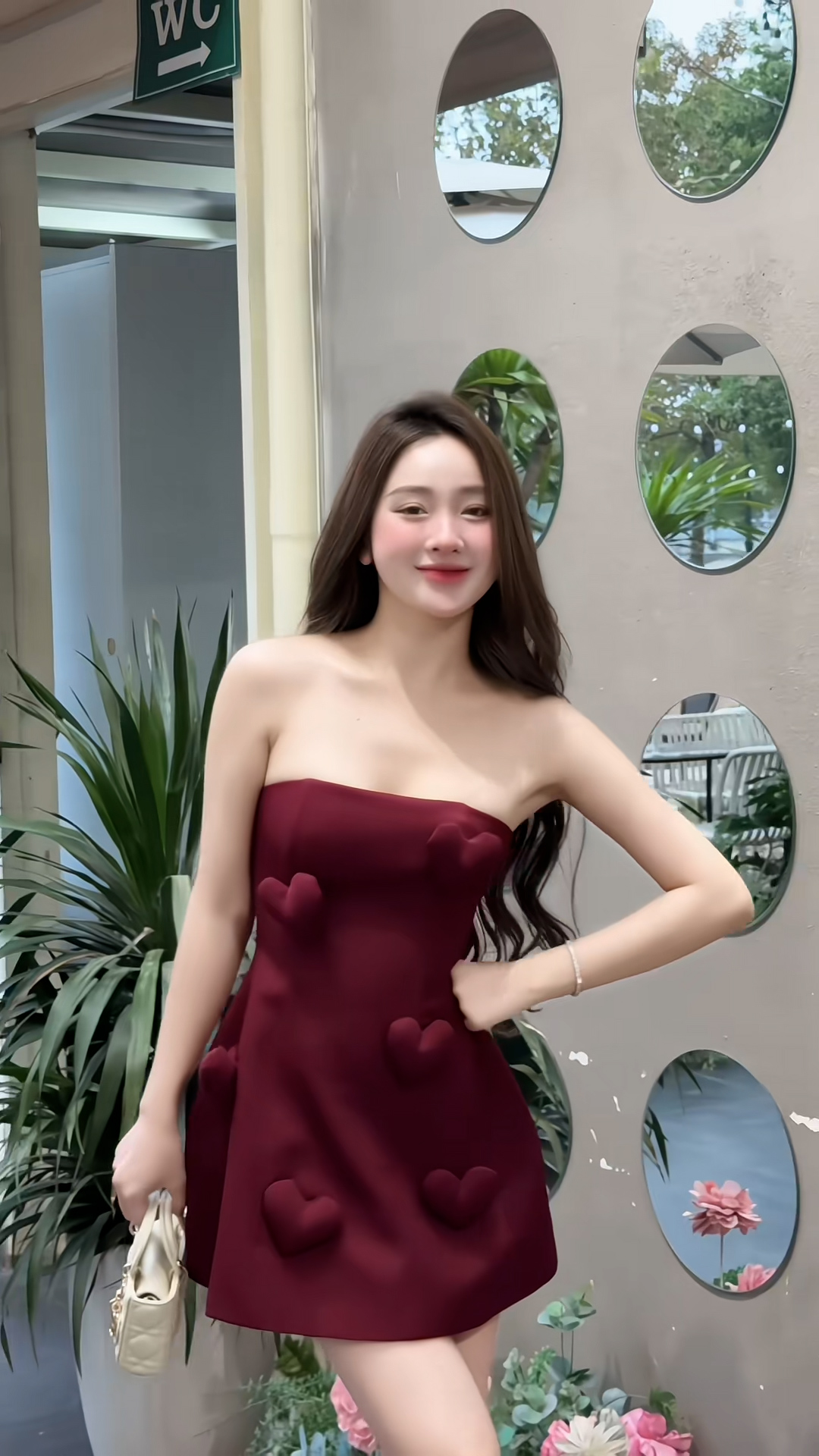 [CÓ SẴN]  Đầm peplum cotton đính tim trang trí dáng mini ( KHÔNG KÈM QUẦN BẢO HỘ)