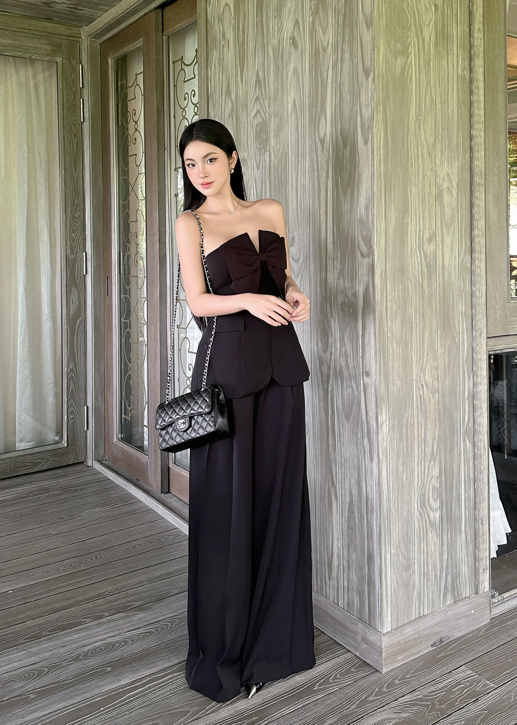 Set áo cúp ngực quần ống suông