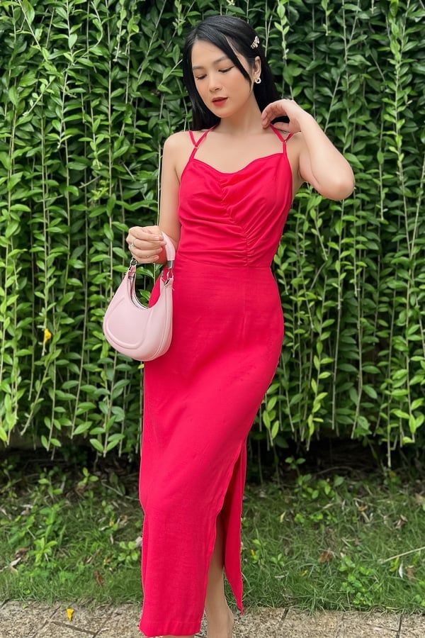 Đầm 2 dây ôm cotton nhún kiểu