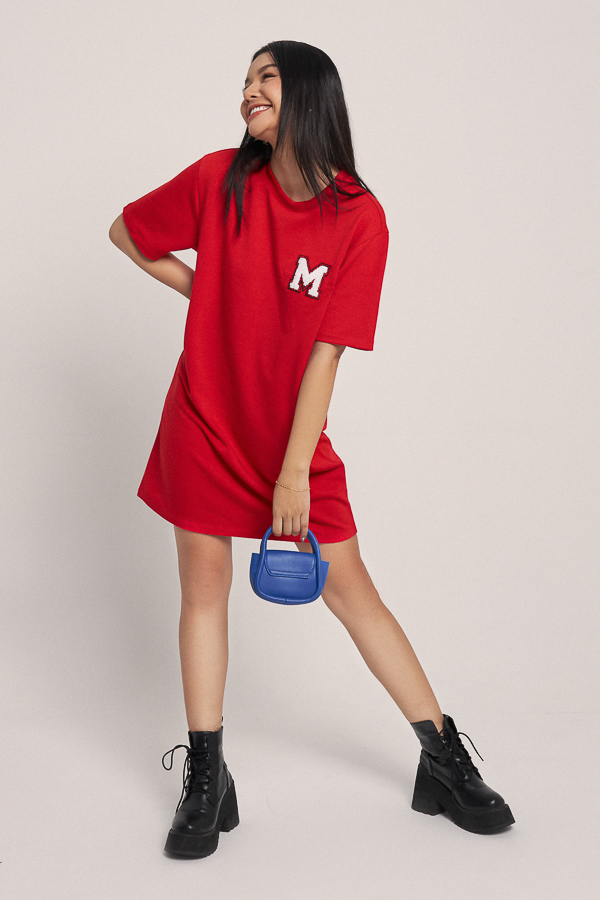 Đầm thun suông phối sticker M