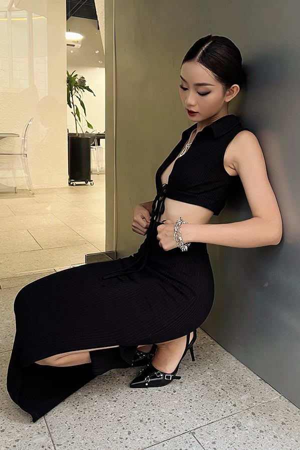 Áo croptop ôm thun không tay có cổ