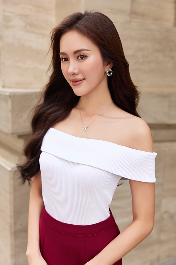 Áo ôm thun bogen trễ vai