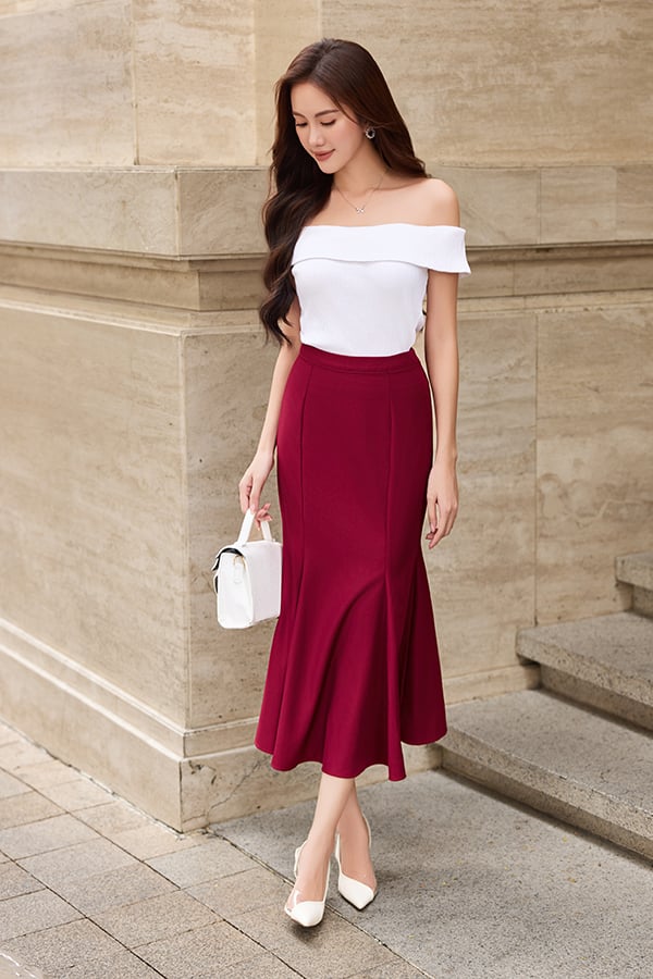 Áo ôm thun bogen trễ vai