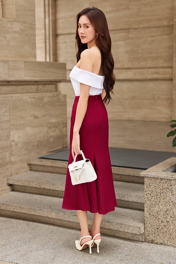 Chân váy midi cotton lạnh đuôi cá