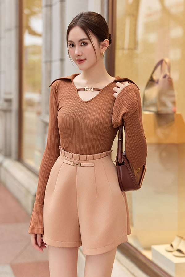 Quần short tapta phối lưng xếp ly